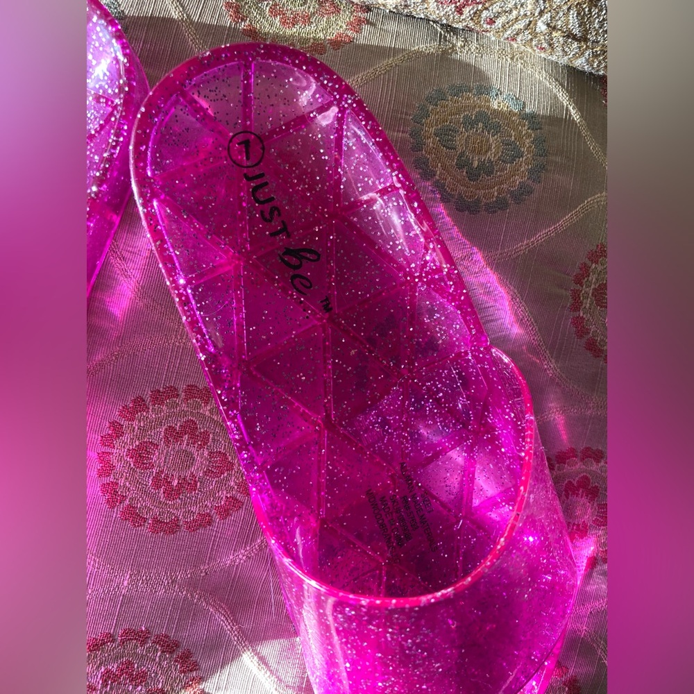 💖Purple Pink Glitter Jelly Sandals, Size 7 - Picture 3 of 5